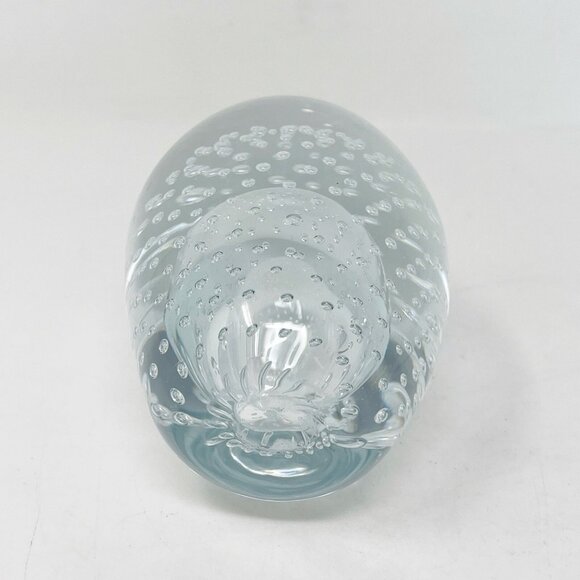 Vintage Art Glass Bubble Domed Paperweight Clear Oval Hand Blown Studio Decor - Picture 3 of 6